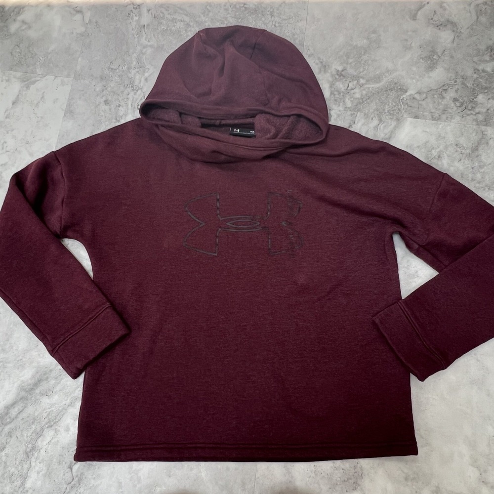 Under Armour Rival Fitness Fleece Funnel Neck Pullover size Xsmall XS Maroon Red